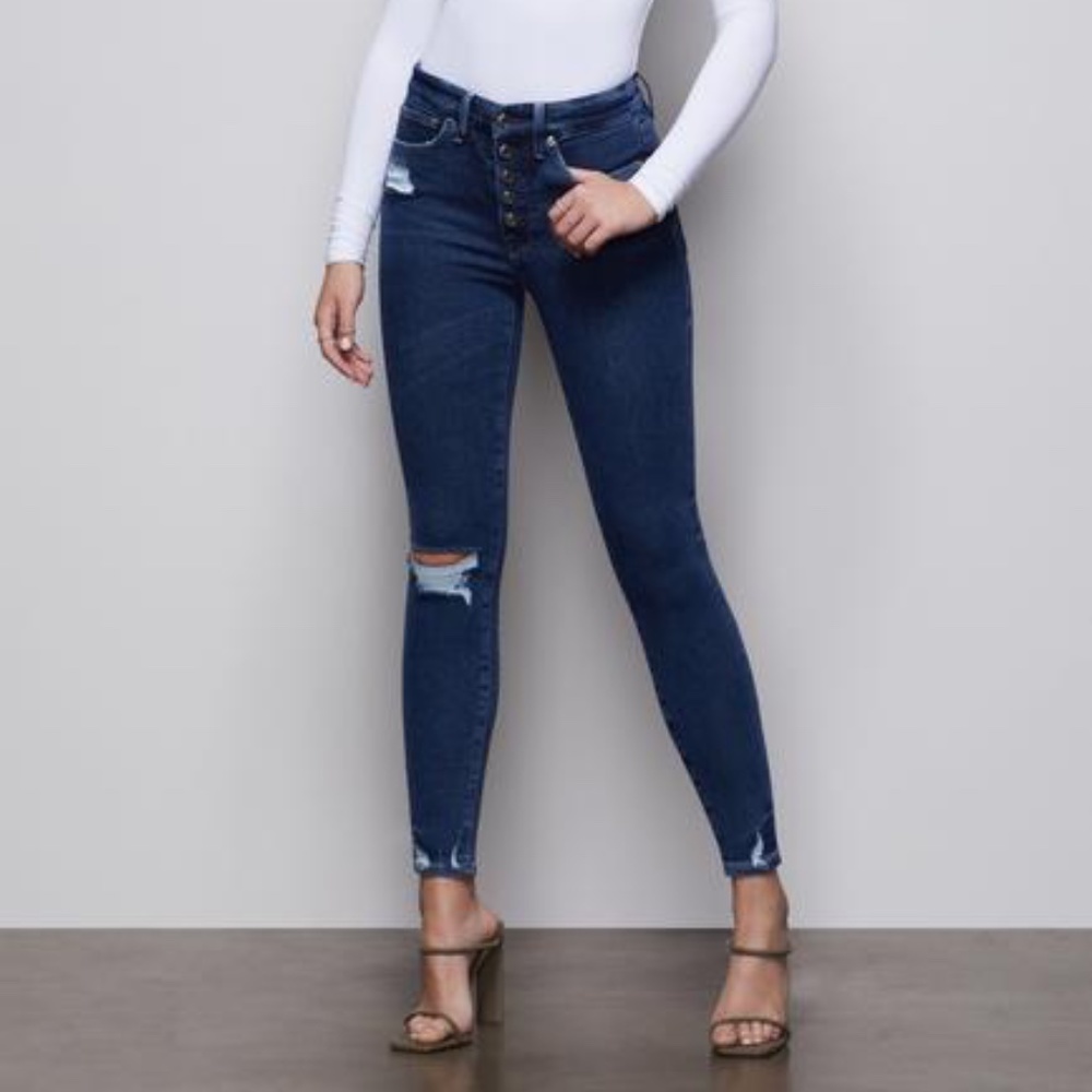 Good American Good Waist Exposed Buttons Jeans